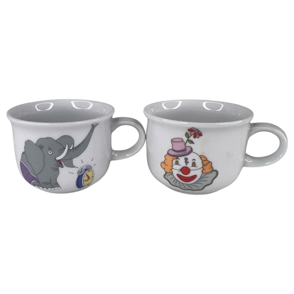 Vintage Eschenbach Bambolino Porcelain Childrens Mug Set With Elephant & Clown D